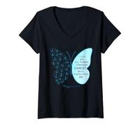 Mujer Puedo Hacer Todas Las Cosas a través del Arte religioso de Las Mariposas de Cristo Camiseta Cuello V