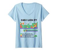 Mujer ¿Puedo lamerlo Química Tabla periódica de Elementos Ciencia Camiseta Cuello V