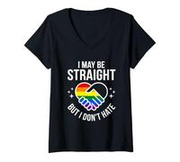 Mujer Puedo Ser Heterosexual Pero No Odio - Divertido Orgullo Gay Aliado Gay Camiseta Cuello V