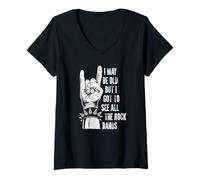 Mujer Puedo ser Viejo, Pero Tengo Que Ver Todas Las Bandas de Rock Camiseta Cuello V