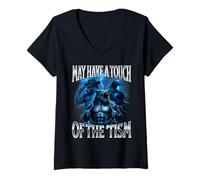 Mujer Puedo Tener un Toque del Tism Alpha Male Wolf Meme Camiseta Cuello V