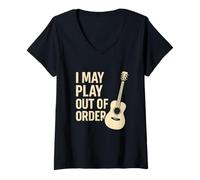 Mujer Puedo tocar el humor de guitarra fuera de orden Camiseta Cuello V