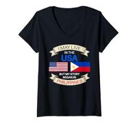 Mujer Puedo Vivir en Estados Unidos, Pero mi Historia comenzó en Filipinas Filipino Camiseta Cuello V