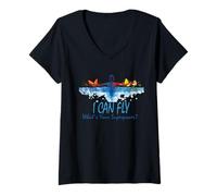 Mujer Puedo Volar ¿Cuál es tu Superpoder? Nada como Mariposa Camiseta Cuello V