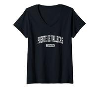 Mujer Puente de Vallecas España Diseño Deportivo Vintage Camiseta Cuello V