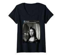 Mujer Puerta de Entrada Mona Lisa Leonardo da Vinci Motion Camiseta Cuello V