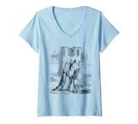 Mujer Puerta de San Joaquín y Ana, Arte católico Vintage Tradicional Camiseta Cuello V