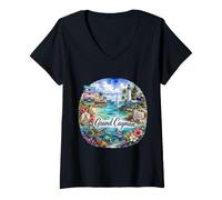 Mujer Puerto de cruceros de la Isla Gran Caimán Camiseta Cuello V