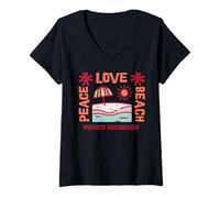 Mujer Puerto Escondido - Playa del Amor de la Paz Camiseta Cuello V