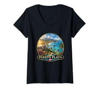 Mujer Puerto Plata República Dominicana Vacaciones Paisaje Camiseta Cuello V