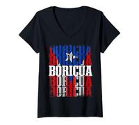 Mujer Puerto Rico Boricua Boricua Boricua Colores Bandera Edición Camiseta Cuello V