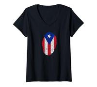 Mujer Puerto Rico Flag Boricua Puerto Rican Roots Bandera Gift Camiseta Cuello V