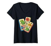 Mujer Puerto Rico Flag Dominoes Coquí Frog Pava Hat Taino Boricua Camiseta Cuello V