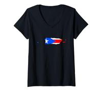 Mujer Puerto Rico Flag Map Camiseta Cuello V