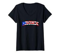 Mujer Puerto Rico Map Bronx Camiseta Cuello V