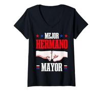 Mujer Puerto Rico Mejor Hermano Alcalde Hermano Mayor Orgullo Hermano Camiseta Cuello V