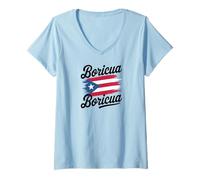 Mujer Puerto Rico National Flag Island San Juan Boricua Camiseta Cuello V