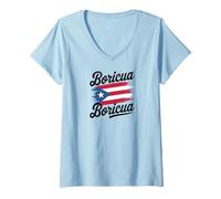 Mujer Puerto Rico National Flag Island San Juan Boricua Camiseta Cuello V