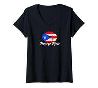Mujer Puerto Rico National Flag Island San Juan Boricua Camiseta Cuello V