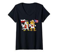 Mujer Puerto Rico Polonia Raíces Bandera Puertorriqueña Polaco Camiseta Cuello V