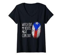 Mujer Puerto Rico Roots Puerto Rican DNA Boricua Camiseta Cuello V