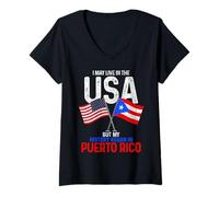 Mujer Puertorriqueño americano Mi historia comenzó en el orgullo de Puerto Rico Camiseta Cuello V