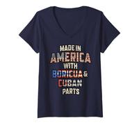 Mujer Puertorriqueño y Cubano Made In America Mix Heritage Vintage Camiseta Cuello V