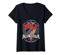 Mujer Puf Patriotic Cornhole In The Hole We Trust USA Camiseta Cuello V