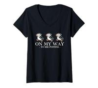 Mujer Puffin Watcher Bird Lover Ornithologist Biologist Camiseta Cuello V