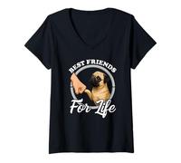 Mujer Pug Dog con diseño de «Best Friends» de Pug Lover Camiseta Cuello V