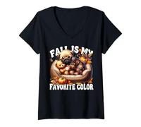 Mujer Pug For Women and Men Fall Is My Favorite Color Autumn Sleep Camiseta Cuello V