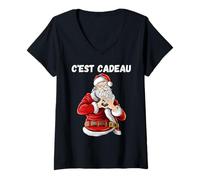 Mujer Pull Moche Noël Humor, Idea de Regalo para Mujer Camiseta Cuello V