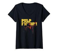 Mujer Pulp Fiction Dancing Red MIA with Logo Vintage 90's Movie Camiseta Cuello V