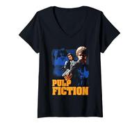 Mujer Pulp Fiction Layered Poster Vintage 90's Action Movie Camiseta Cuello V