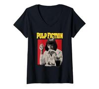 Mujer Pulp Fiction Pop Art MIA Photo Vintage 90's Action Movie Camiseta Cuello V