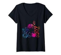 Mujer Pulpo Amante Libro Océano Lectura Vida Marina Lindo Camiseta Cuello V
