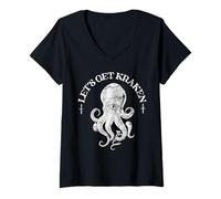 Mujer Pulpo Divertido Vamos a Conseguir Kraken Deep Sea Monster Camiseta Cuello V