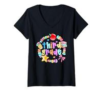 Mujer Pulsera de amistad del primer día de tercer grado de regreso Camiseta Cuello V