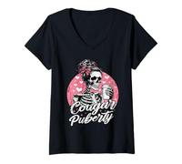 Mujer Puma Pubertad Esqueleto Menopausia Perimenopausia WDNC Camiseta Cuello V