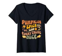 Mujer Pumpkin Spice and Everything Nice Fall Season Fall Camiseta Cuello V