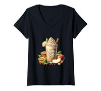 Mujer Pumpkin Spice Latte and Apple Pie Decor For Women Hello Fall Camiseta Cuello V