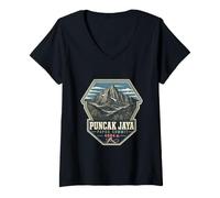 Mujer Puncak Jaya 4884m Pirámide Carstensz Cumbre de Escalada Papúa Camiseta Cuello V