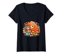 Mujer Punch Best, Friends, Baby, Monkey and Orangutan Chibi Camiseta Cuello V