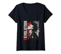 Mujer Punk Rock Chica revolución Camiseta Cuello V