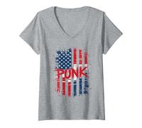 Mujer Punk Rock Music USA Bandera Americana Grunge Hombres Mujeres Camiseta Cuello V