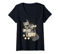 Mujer Punk Rocker Band EMO Anarquía Gótico Británico Retro Aspecto Camiseta Cuello V