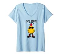 Mujer Punk Rocker Chick Funny Cartoon with Boots and Attitude Tees Camiseta Cuello V