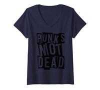 Mujer Punks Not Dead - Vintage Grunge - Punk Is Not Dead - Rock Camiseta Cuello V