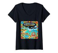 Mujer Punta Cana Dominican Travel Souvenir Landmark Regalo turístico Camiseta Cuello V