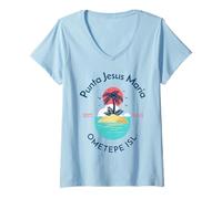 Mujer Punta Jesús Maria Ometepe Isla Nicaragua Camiseta Cuello V
